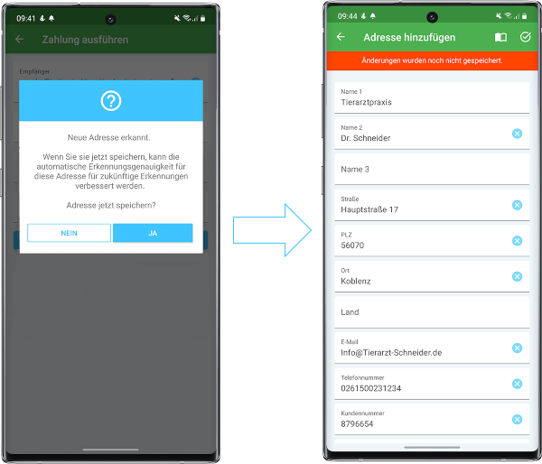 Rechnungsadresse speichern zur besseren Erkennung