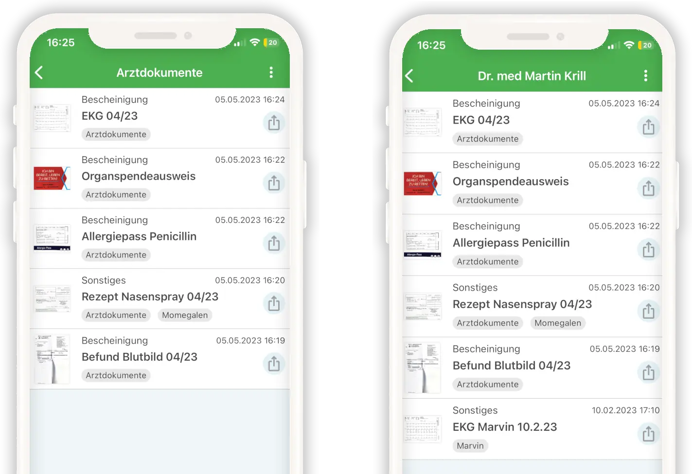 Medizinische Dokumente mit Schlagwort Arztdokument